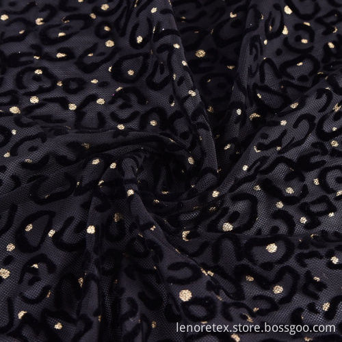 Polyester Foil Printed Knit Velvet Flock Mesh Fabric